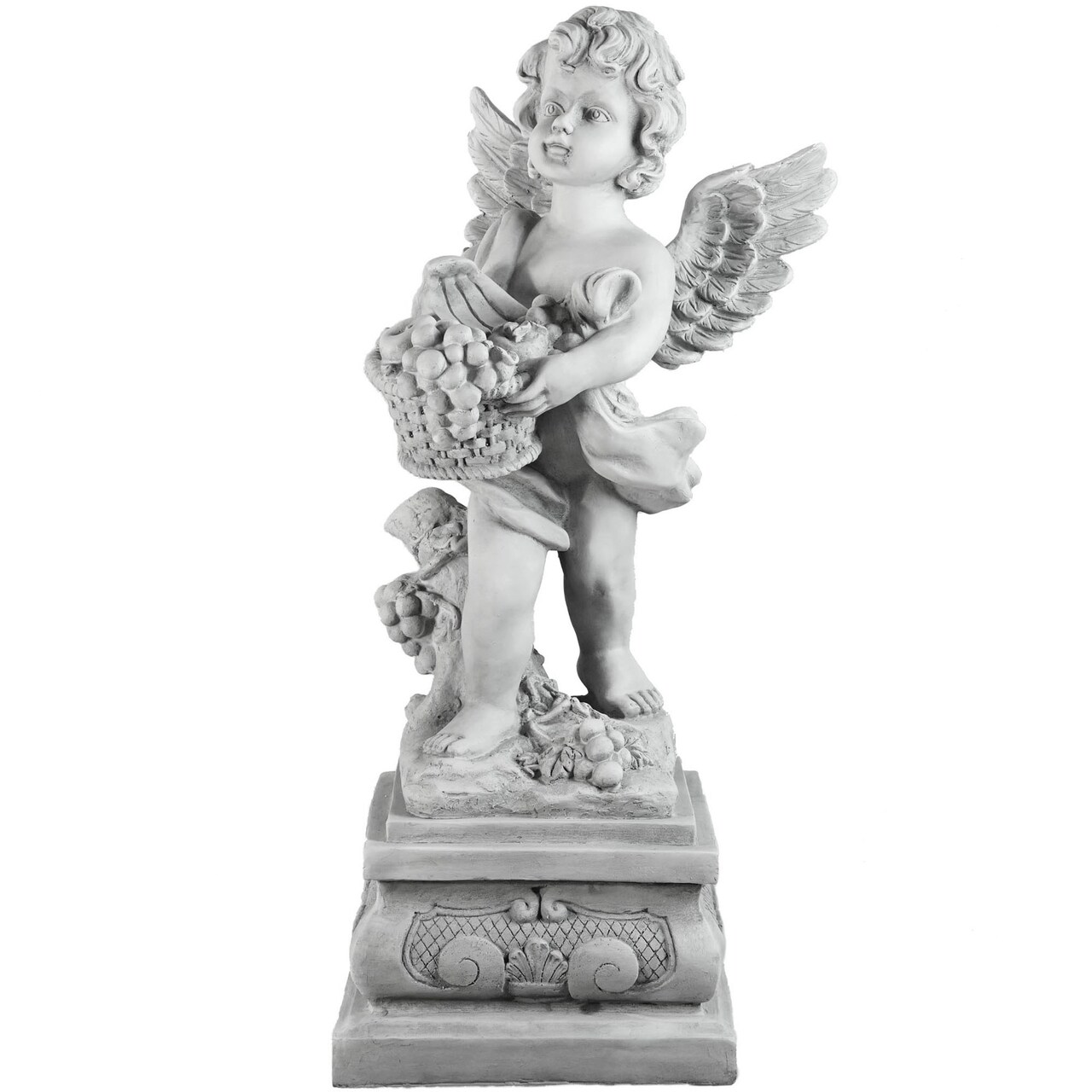 Northlight 28.75" Cherub Angel Standing on Pedestal Outdoor Garden Statue